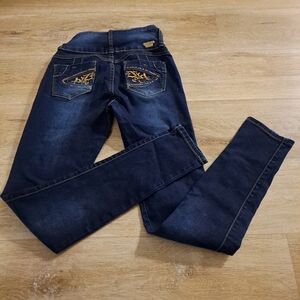 Tush Push Blue Denim Gold Accent Jeans Size 5